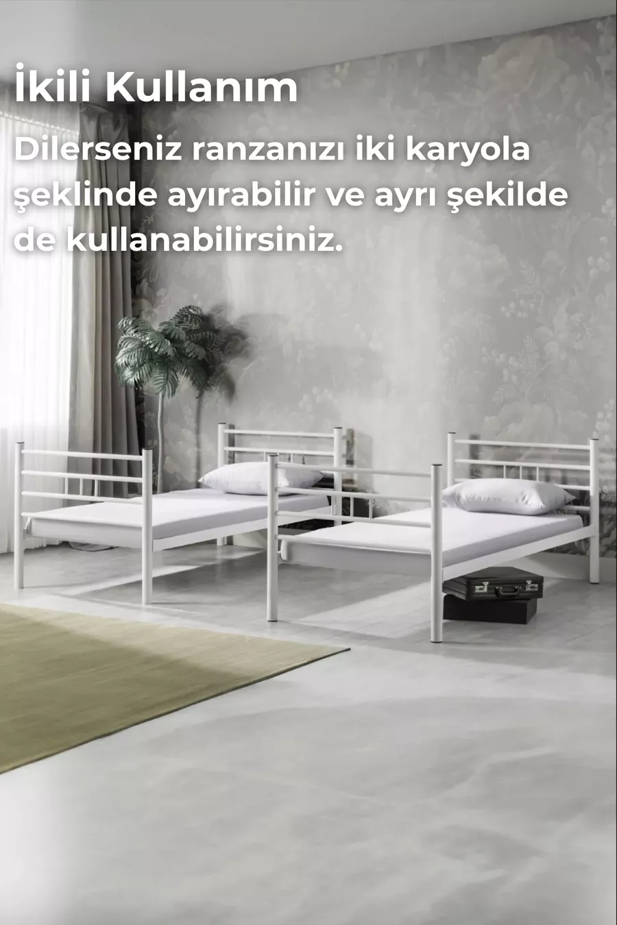 Etagenbett, Etagenbett, Metall-Etagenbett, Abnehmbares Schmiedeeisen-Metall-Etagenbett, CM Weiß
