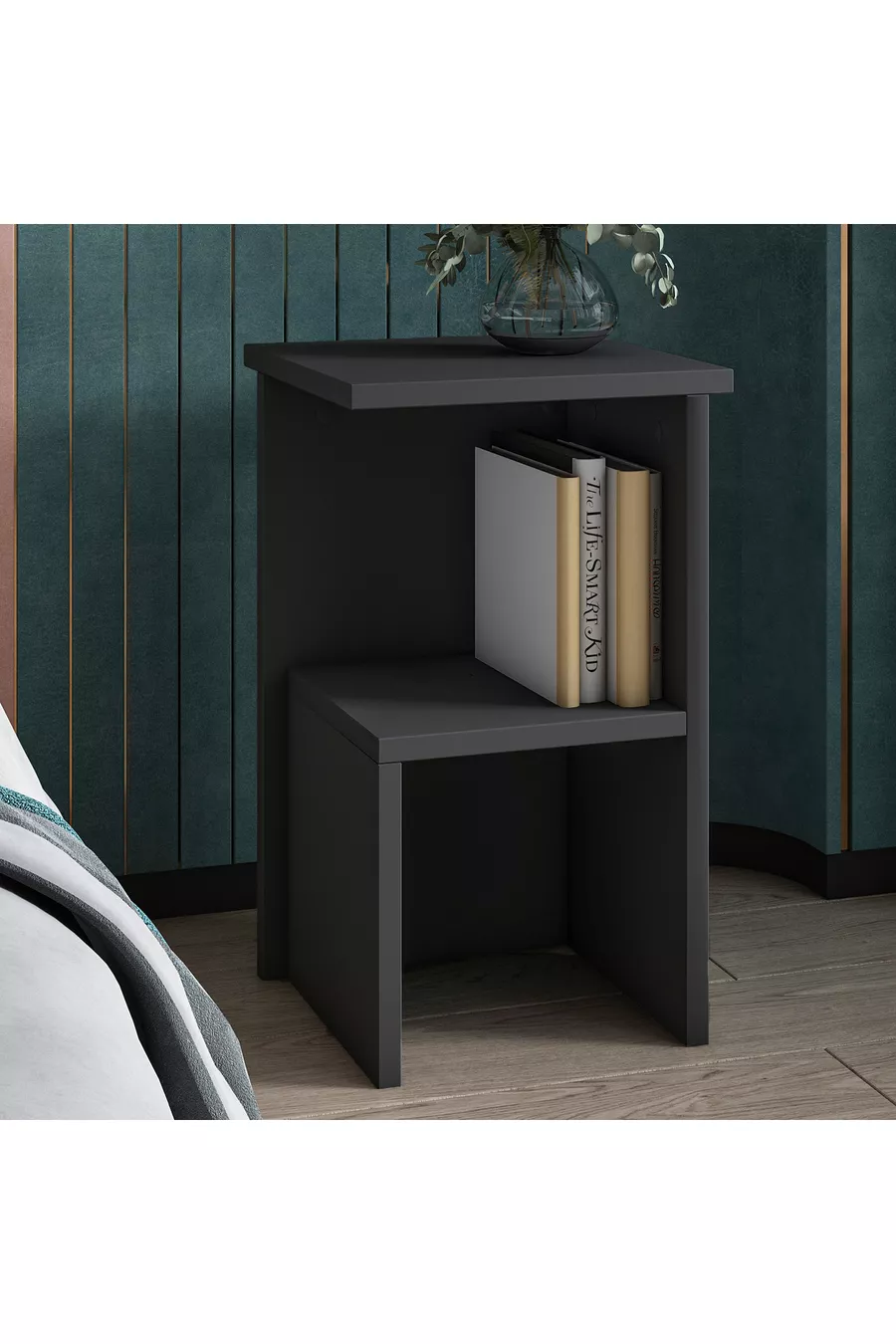 Table de chevet et table d'appoint moderne Roisin multifonctionnelle Anthracite