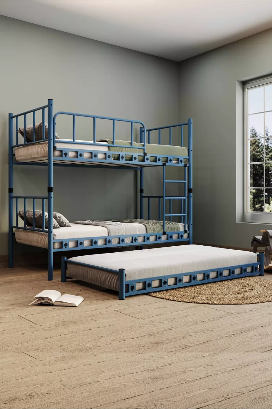 Lily Cub Tiener Kinderkamer Metalen stapelbed en bedframe Marineblauw