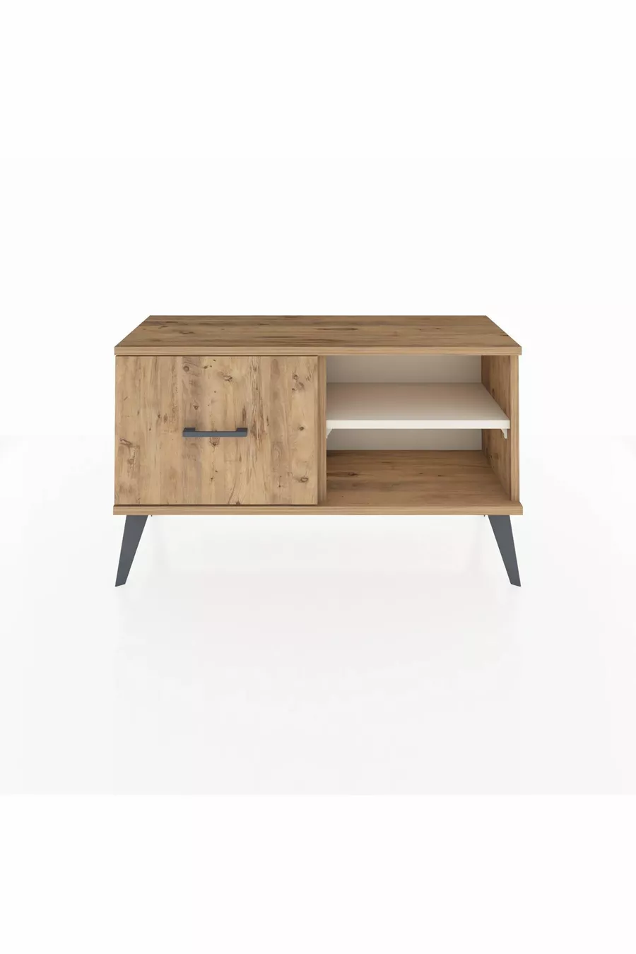 Commode Arges avec une étagère et un tiroir en pin-onyx/pin