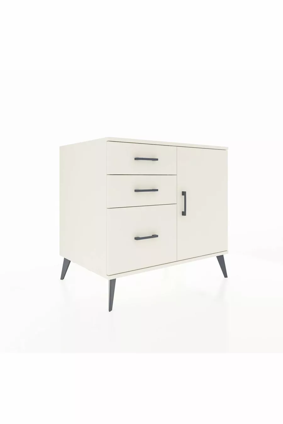 Kronos Dresser with Single Shelf, 3 Drawers, Single Door Moonstone-Moonstone