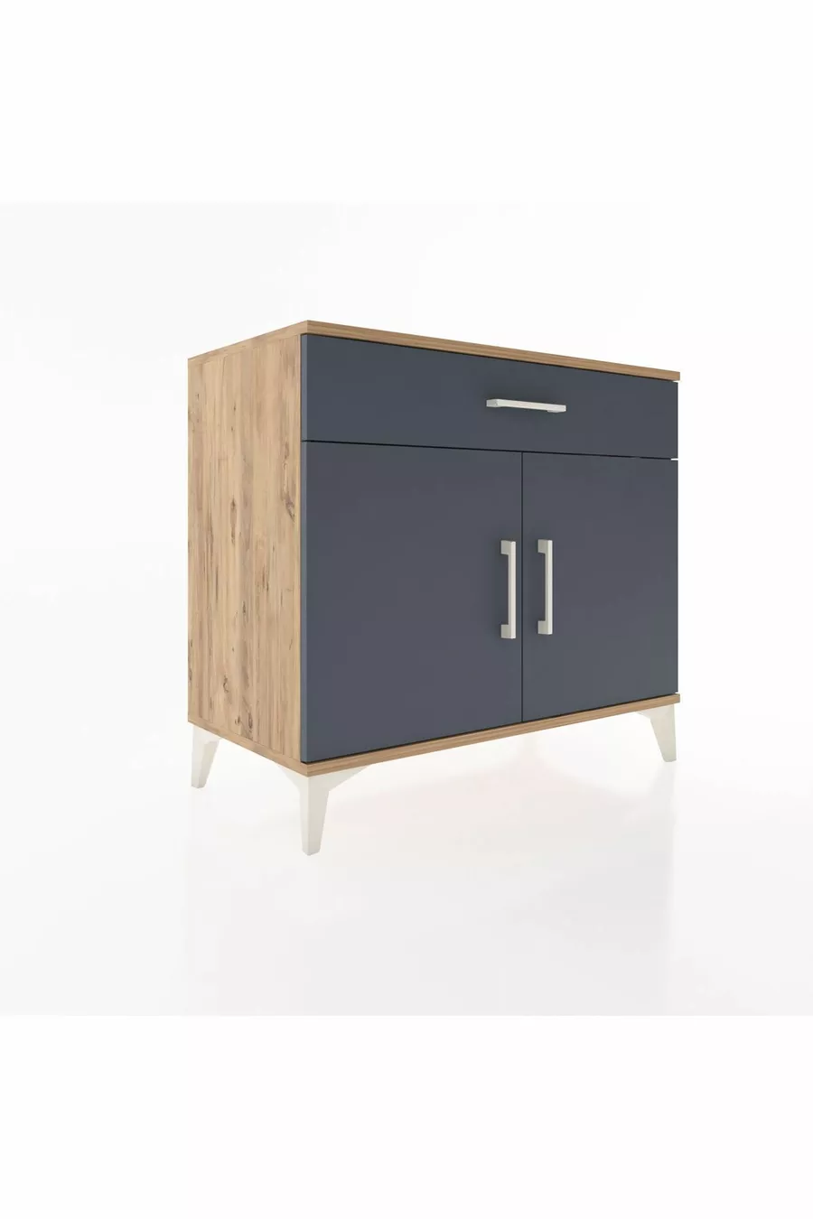Commode Hyperion à une seule tiroir et 2 portes, pin-anthracite