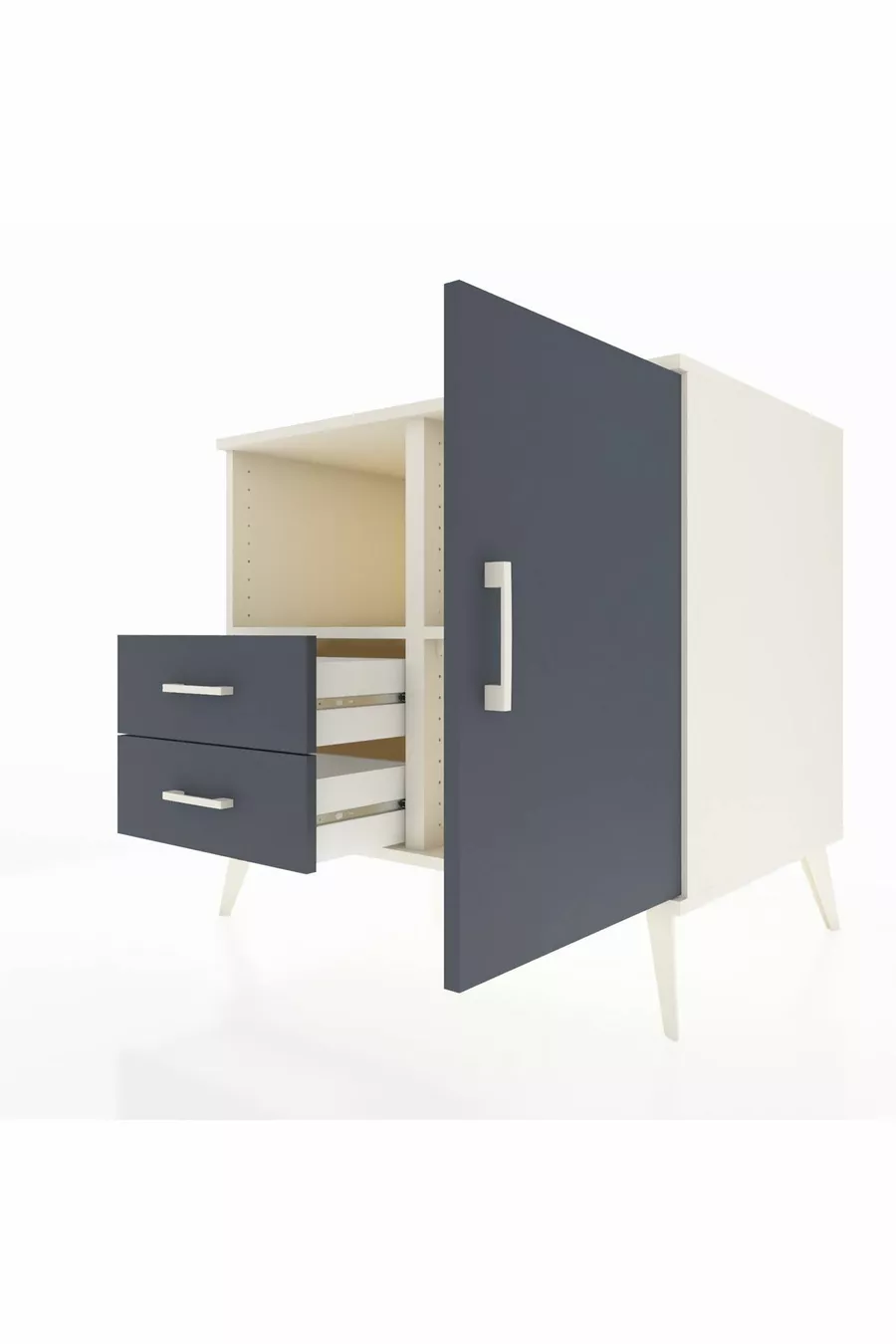 Kronos Dressoir met 2 Planken, 2 Lades en 1 Deur, Agaat-Antraciet