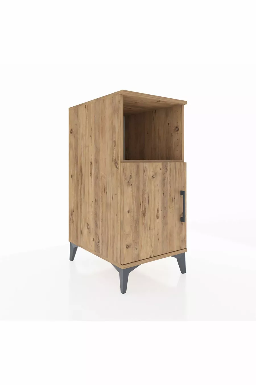 Kronos Nightstand with 2 Shelves and 1 Door Pine-Pine