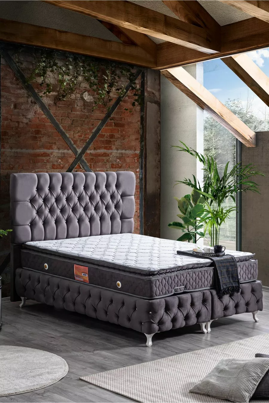 Ensemble de têtes de lit Roma, gris anthracite