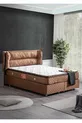 Ensemble Lit Double Barcelona, Tête de Lit et Sommier Double - Marron