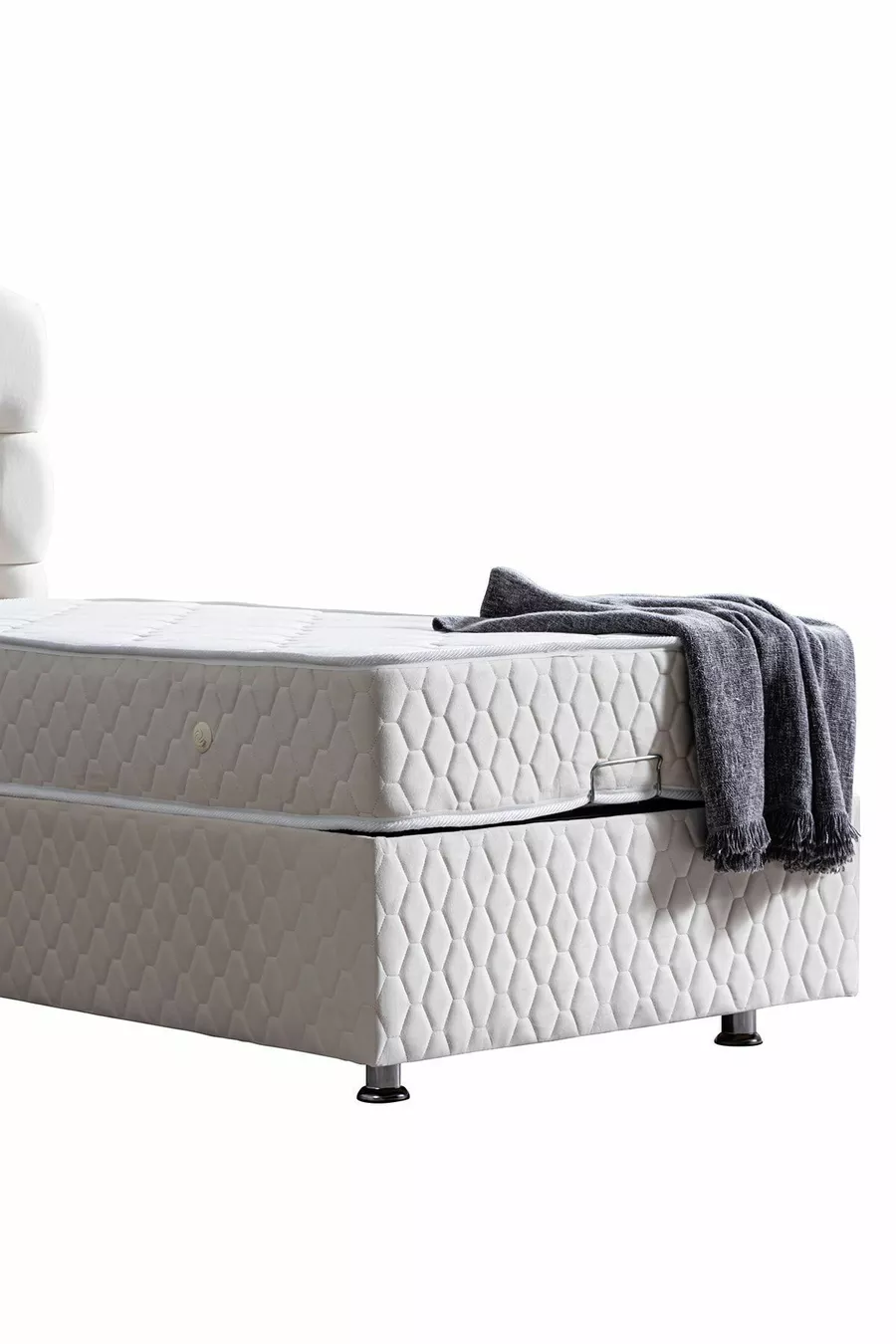 Tête de lit Efes, Ensemble de lit Comfort, Crème