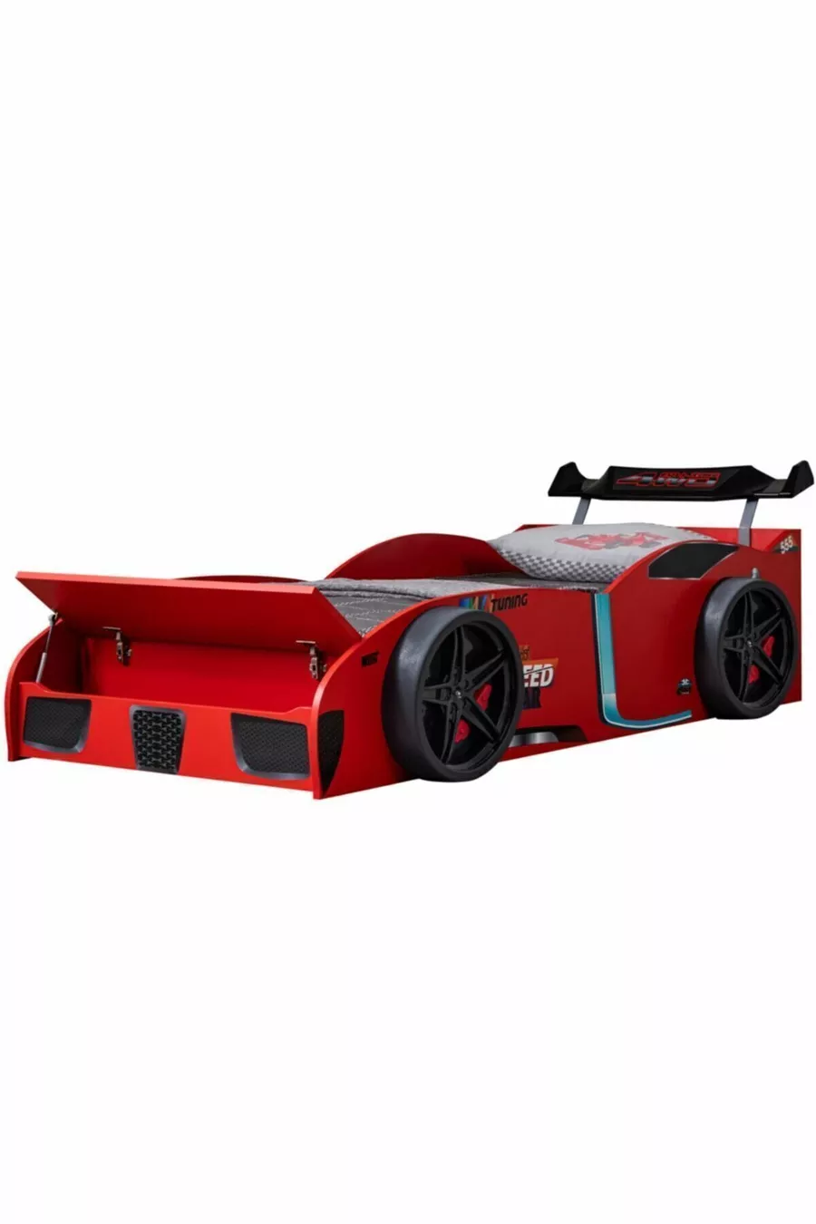 Bed op wielen, Speedy bed met opberglade en windscherm op wielen - Rood