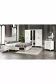 Complete MDF Paris White Bedroom Set with 6 Doors and Bed Base