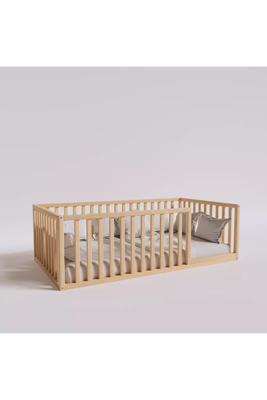 Letto per bambini in legno naturale Montessori Altezza Cm