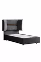 Set double Lisbon, ensemble tête de lit pour lit simple, anthracite