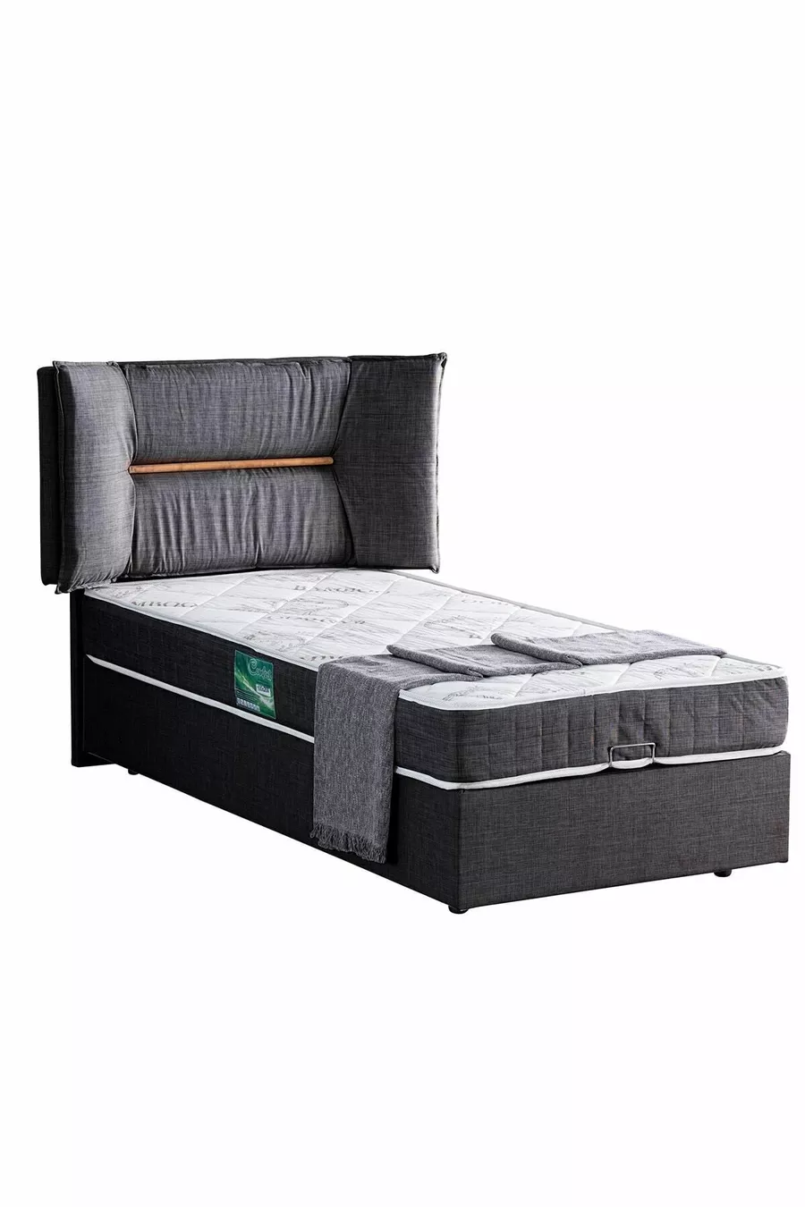 Set double Lisbon, ensemble tête de lit pour lit simple, anthracite