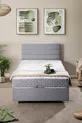 Sofia Single Bed Base and Headboard Comfort Mattress Set Light Gray