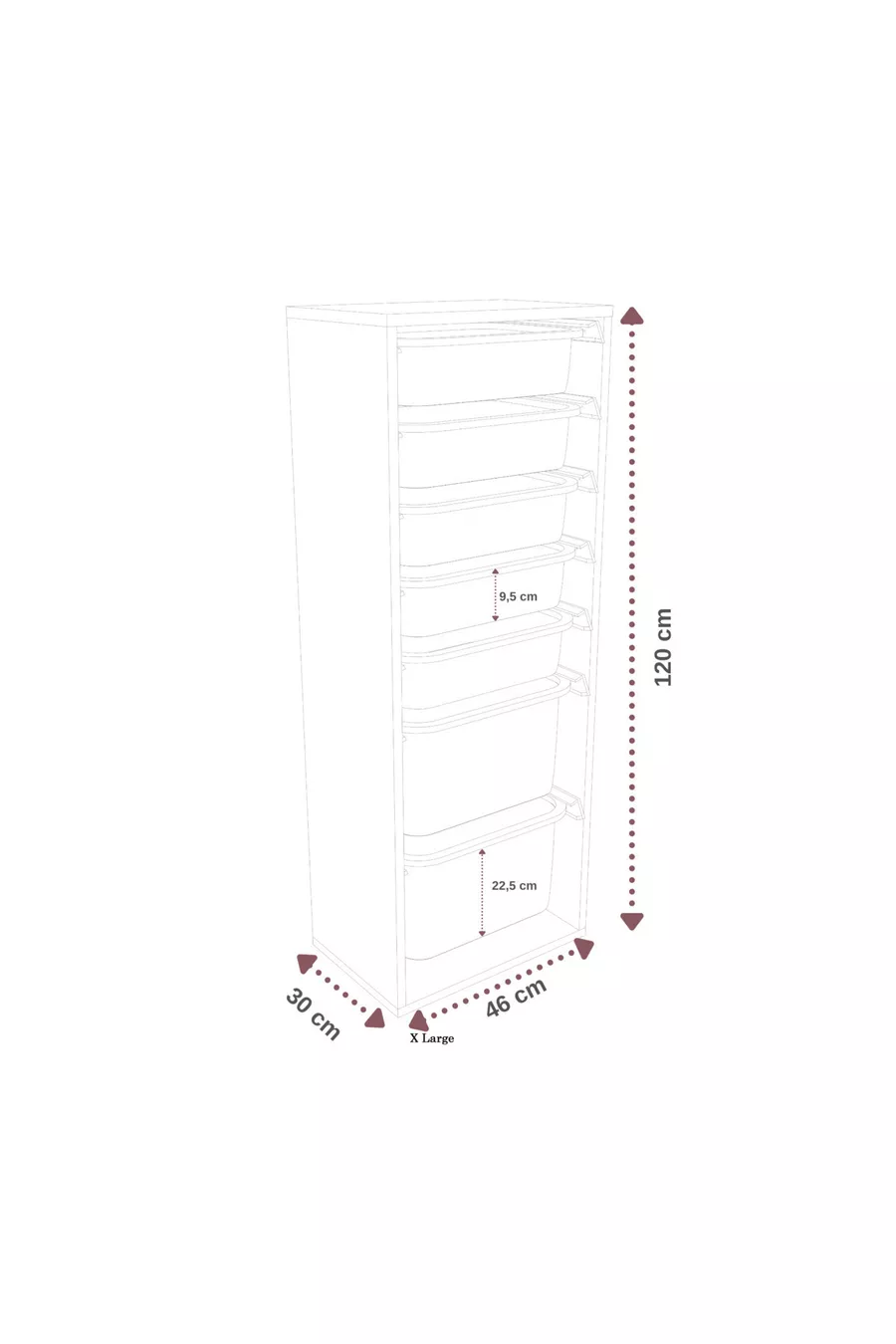 % MDF - XL Mono 9 Mand Lade Kast