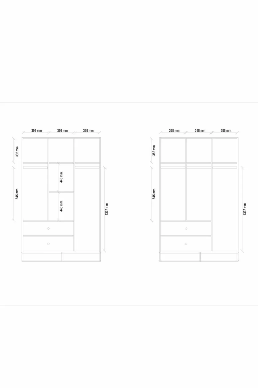 Kalinsta 3-Door Wardrobe - Black