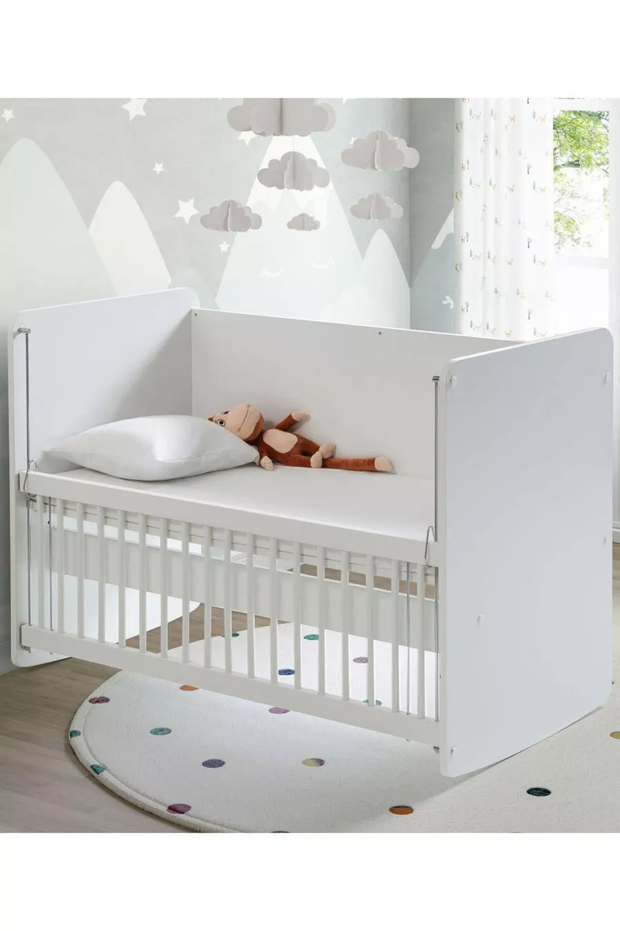 Schommelende en Vaste Babywieg bij Moeder - Babybed - Parkbed - Wit - Cm - 