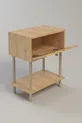 Table de chevet moderne avec étagère et couvercle batant, organisateur de chambre à coucher avec pieds en bois - Chêne Saphir