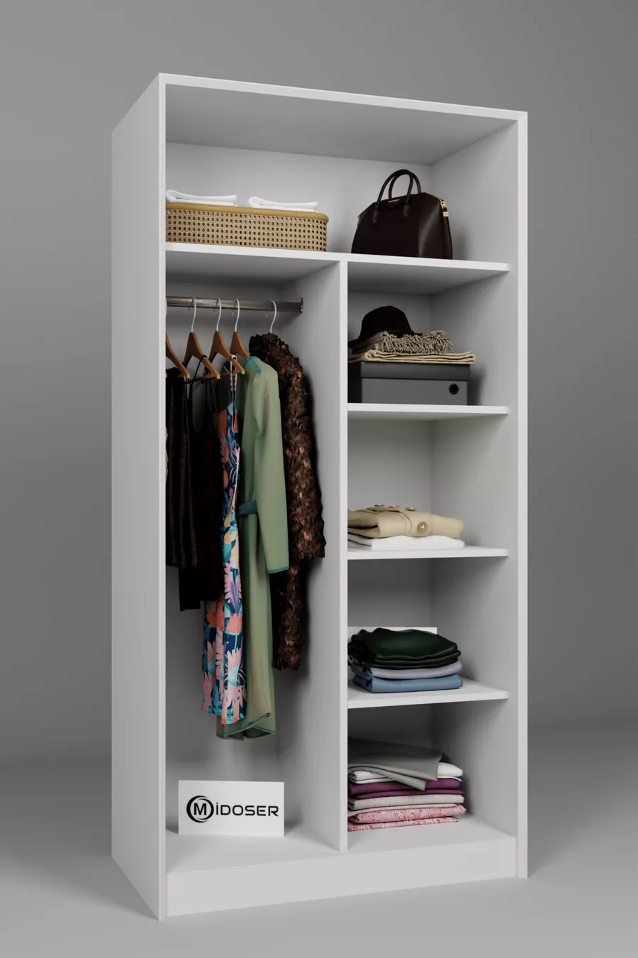 Lucas 2 Deurs Kledingkast en Multifunctionele Kast - Mat Wit