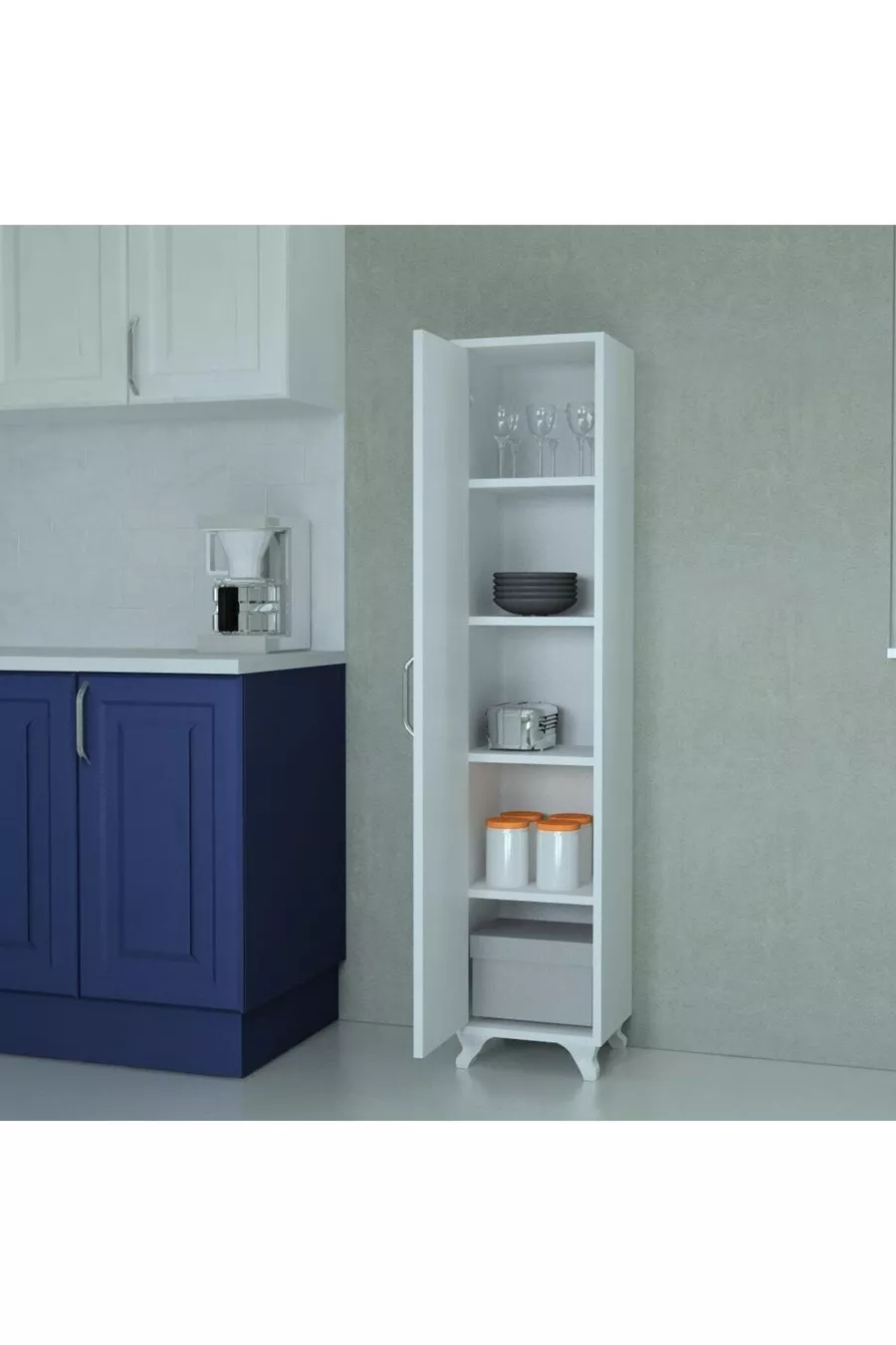 Wit Kast met Meerdere Functies en Planken