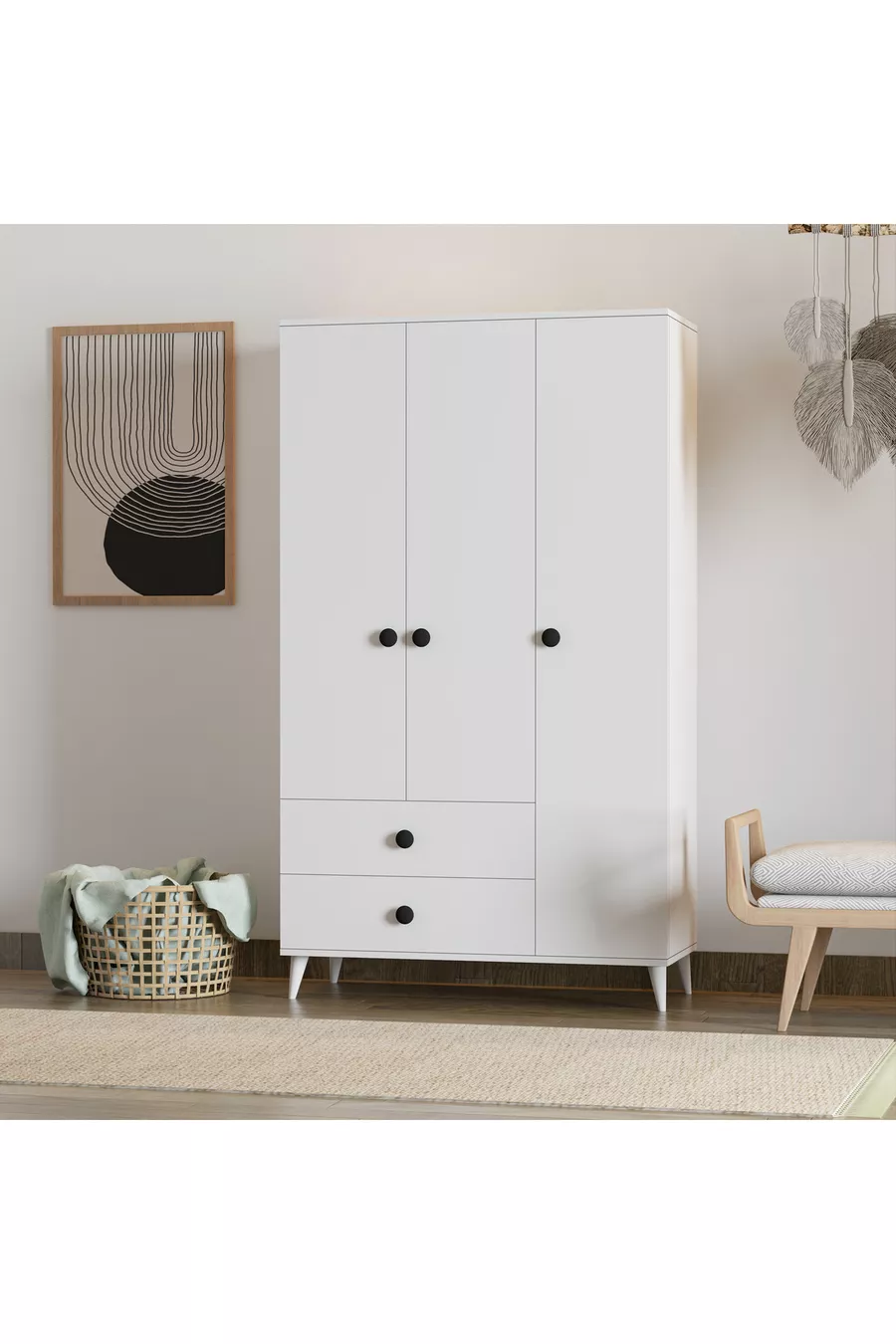 Armoire Opal à 3 portes et 2 tiroirs