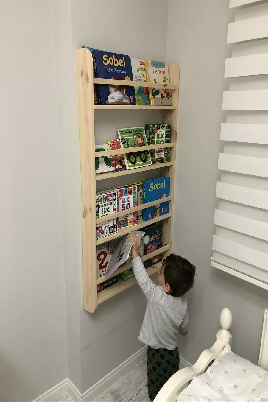 Bibliothèque Montessori pour enfants et bébés, étagère murale éducative en bois, cm