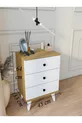 Table de chevet blanche brillante Marbella avec 3 tiroirs, table de chevet moderne pour chambre à coucher
