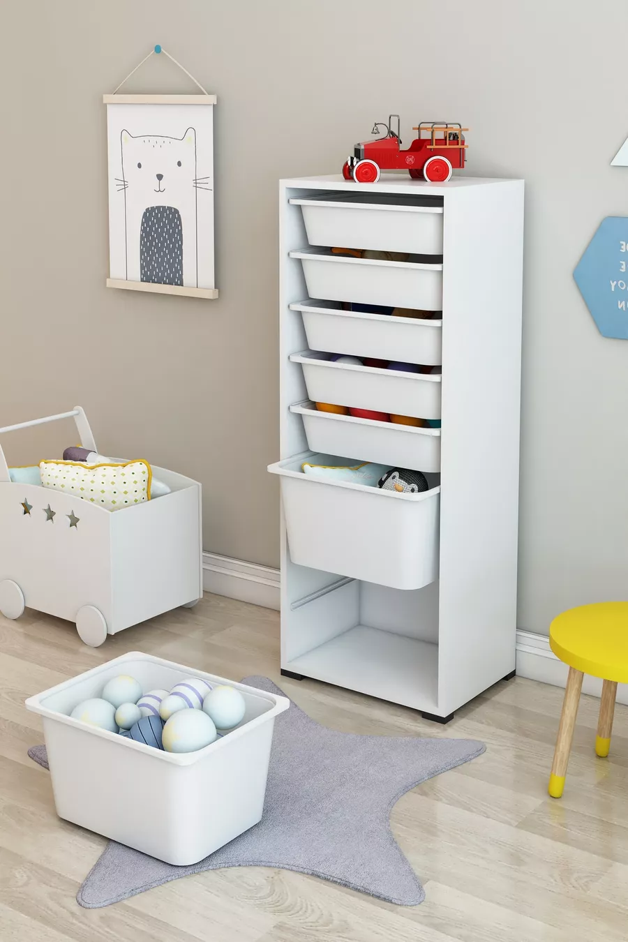 KIDS шкаф за играчки с 7 кошници Кутия за играчки Кутия за съхранение на играчки
