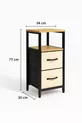 Table de chevet métallique avec 2 étagères, tiroir en cuir et organisateur pour chambre à coucher