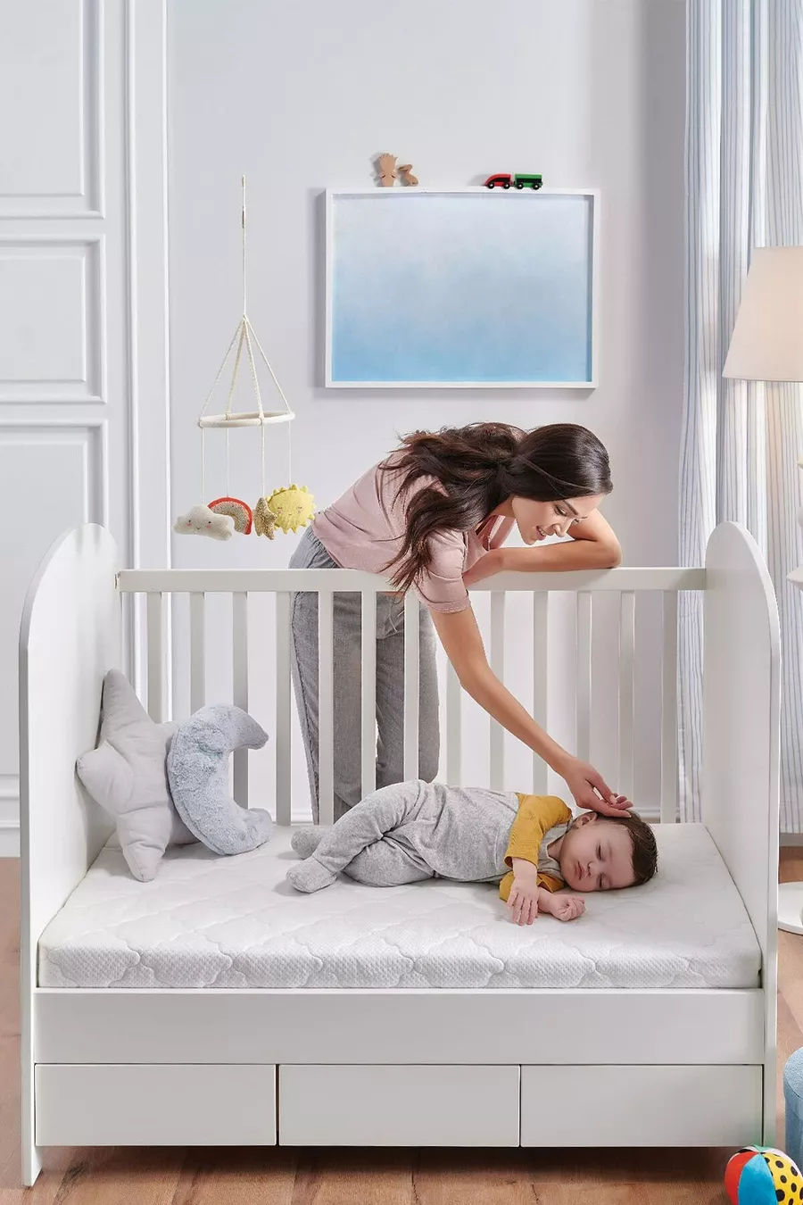 Matelas pour bébé en mousse Twiny avec housse lavable
