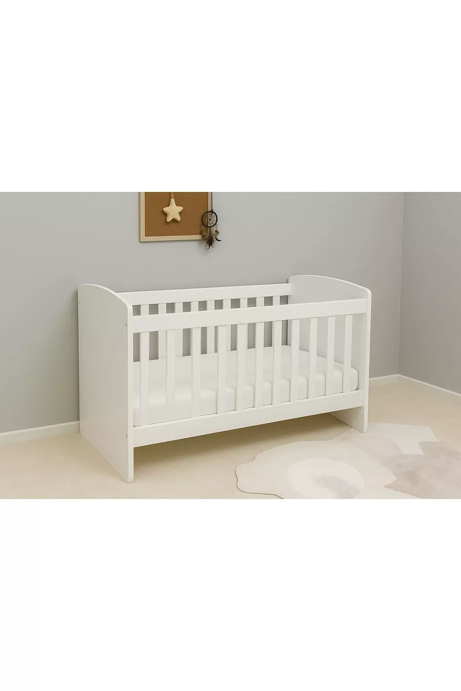 Rocking Deep Baby Cradle with Adjustable Height (Bed Included)