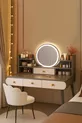 Coiffeuse moderne avec miroir rétroéclairé LED en MDF de qualité 1ère classe, table de toilette (G)