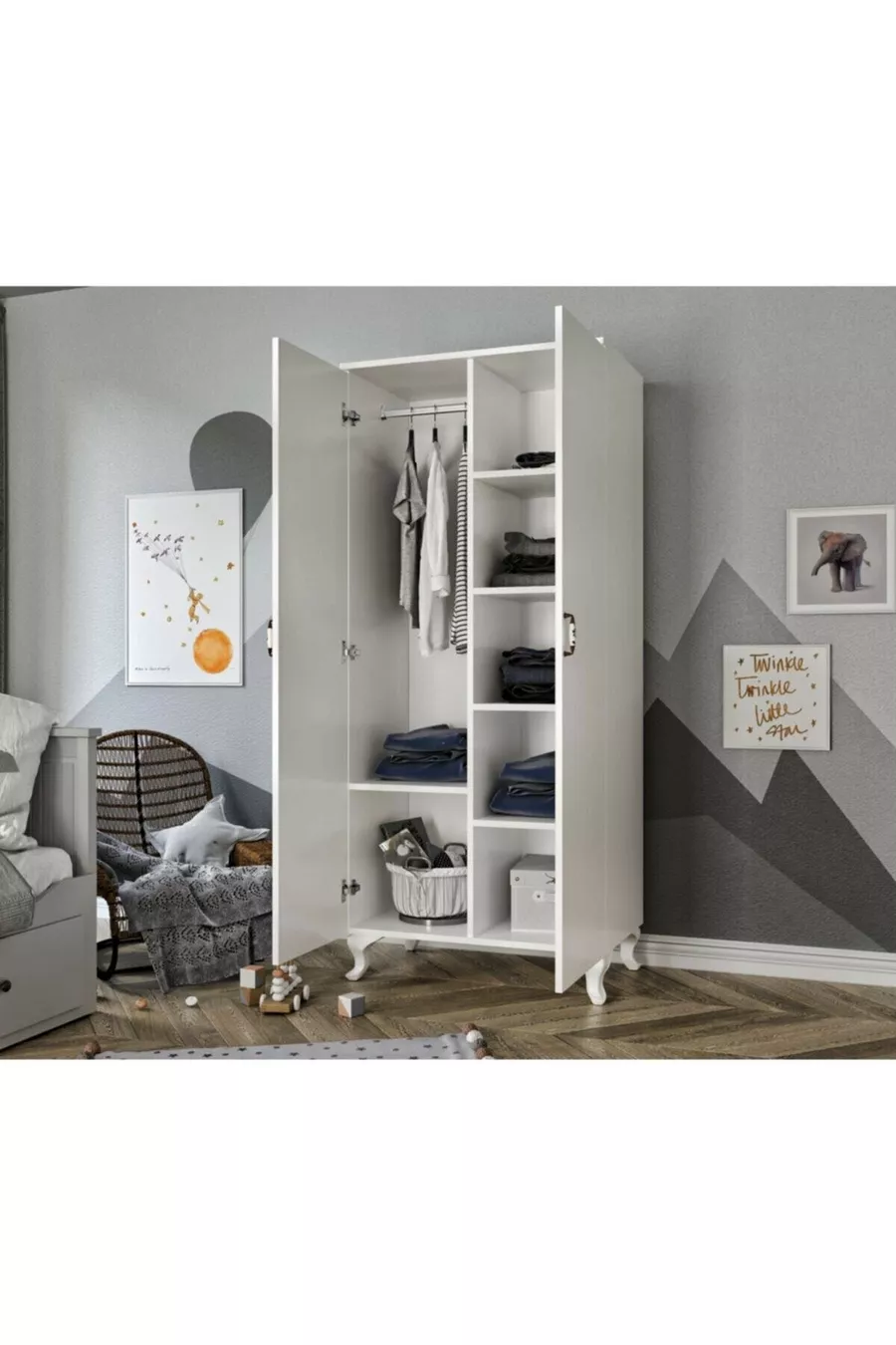 Armoire Country à 2 Portes Kartopu - Placard à Vêtements en MDF de Première Qualité