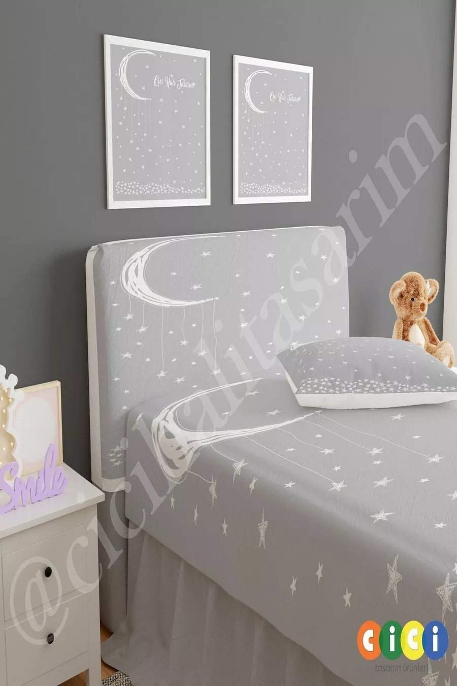 Bed Headboard Cover Star and Moon