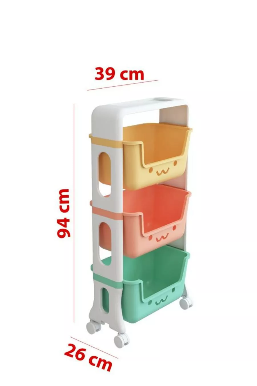 3-laags Speelgoedkast, Speelgoed Organizer, Speelgoedkast met Mand