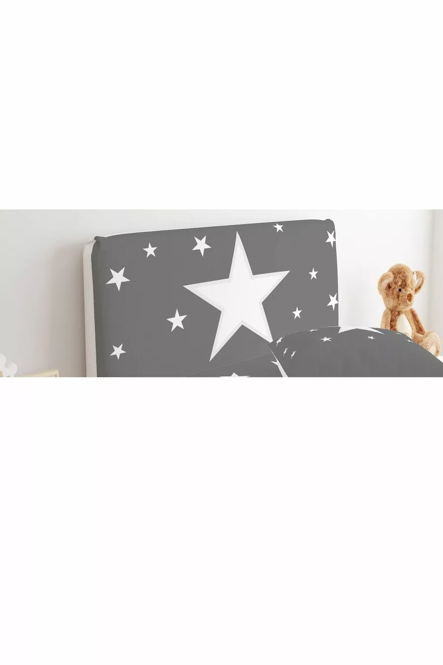Housse de tête de lit Base Fond Gris Étoiles Blanches