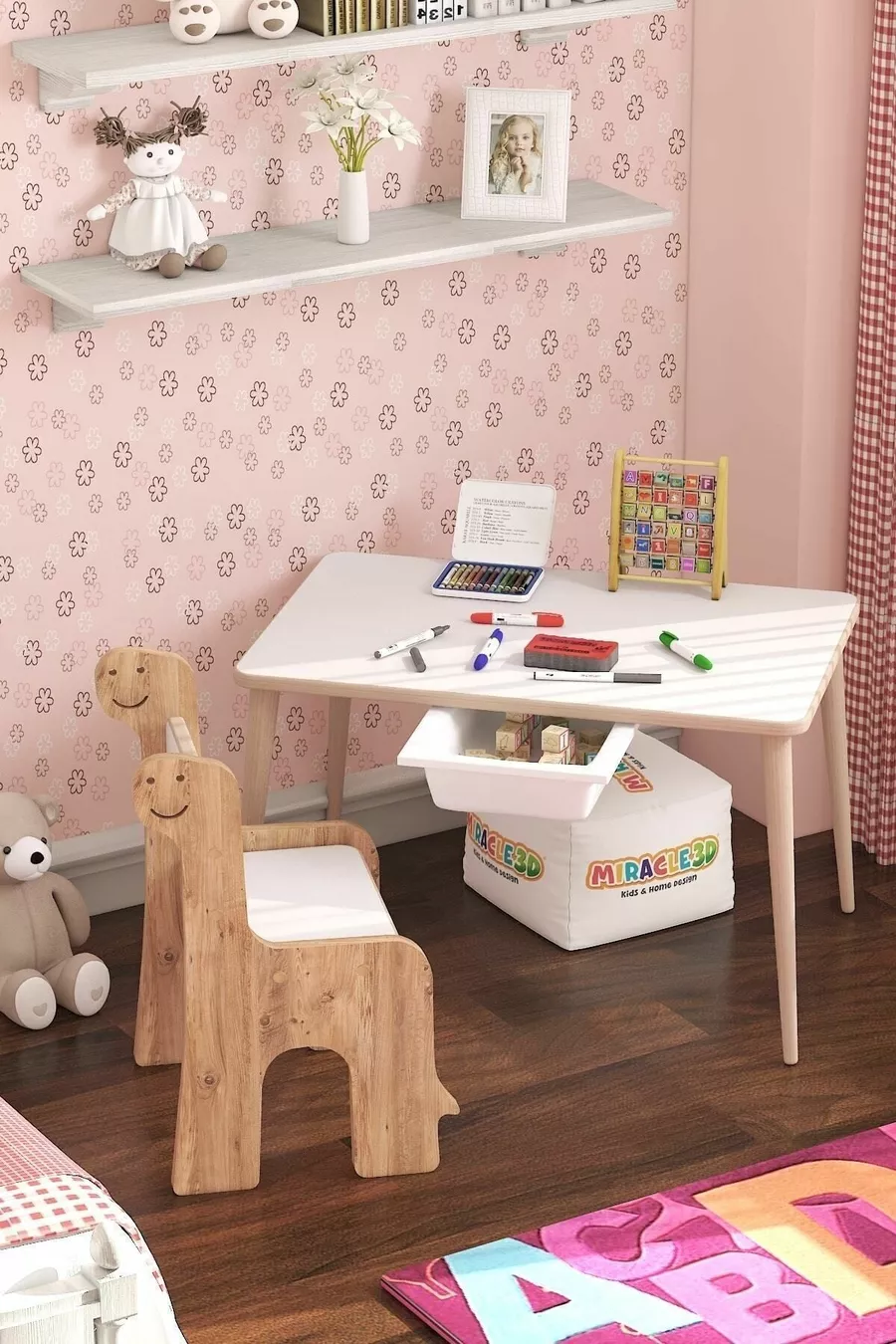 Tavolo da Gioco per Bambini con Sedia, Tavolo Attività, Tavolo Lavagna cancellabile