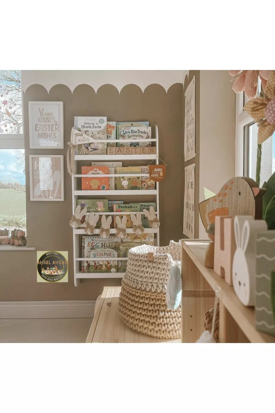 Libreria da parete Montessori, scaffale da parete, libreria per la cameretta dei bambini, libreria bianca