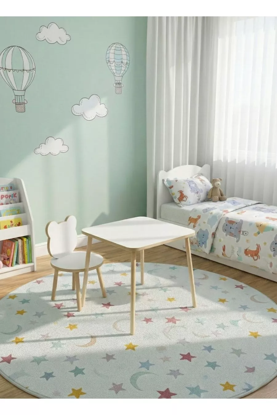 Set Tavolo e Sedie per Bambini Tavolo Attività Tavolo da Lavoro 1 Tavolo 1 Sedia Bianco Panda