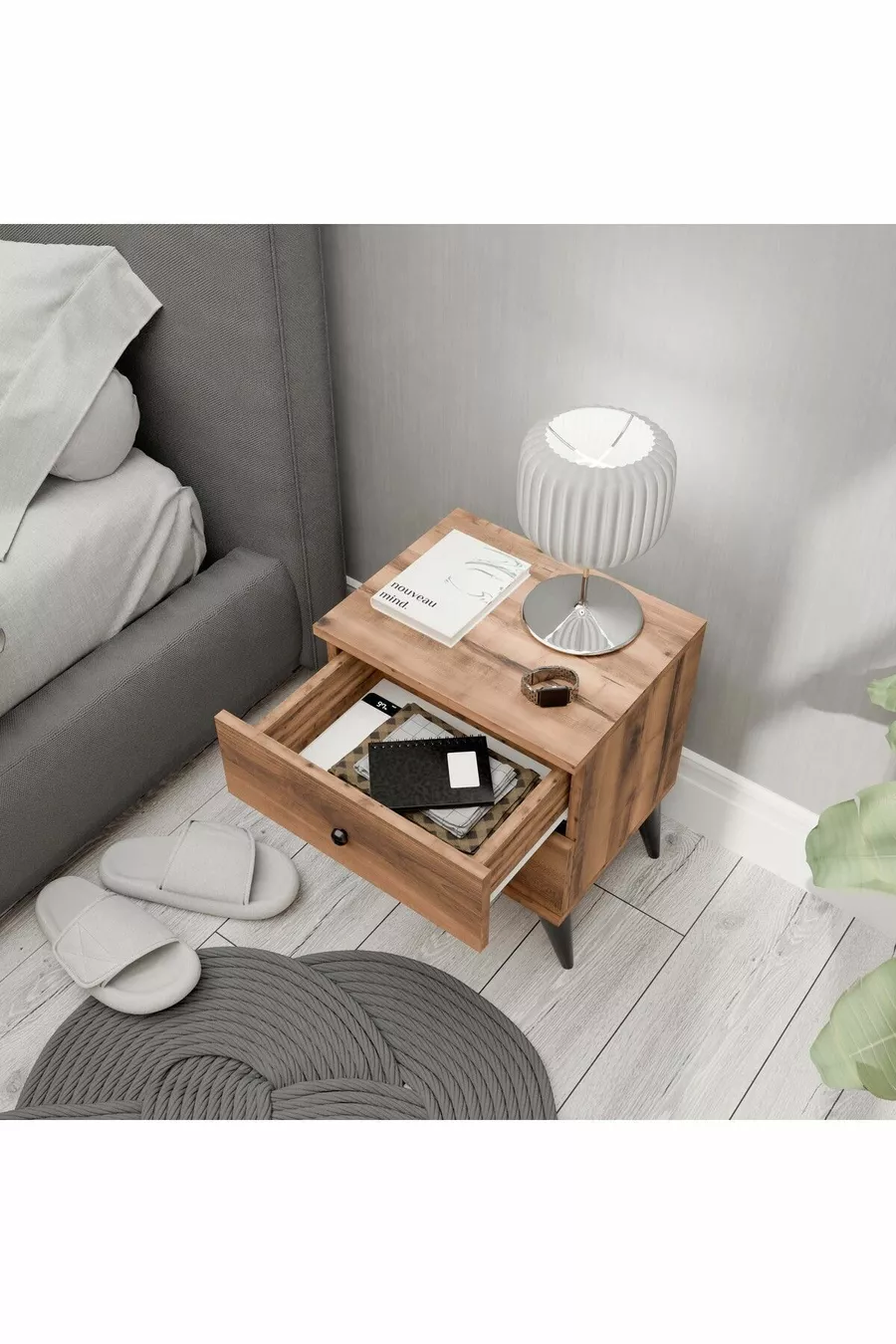 TABLE DE CHEVET MONA 2 TIROIRS HAT