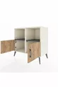 Commode Hyperion 2 étagères 2 portes Pierre de lune-Pin/Anthracite