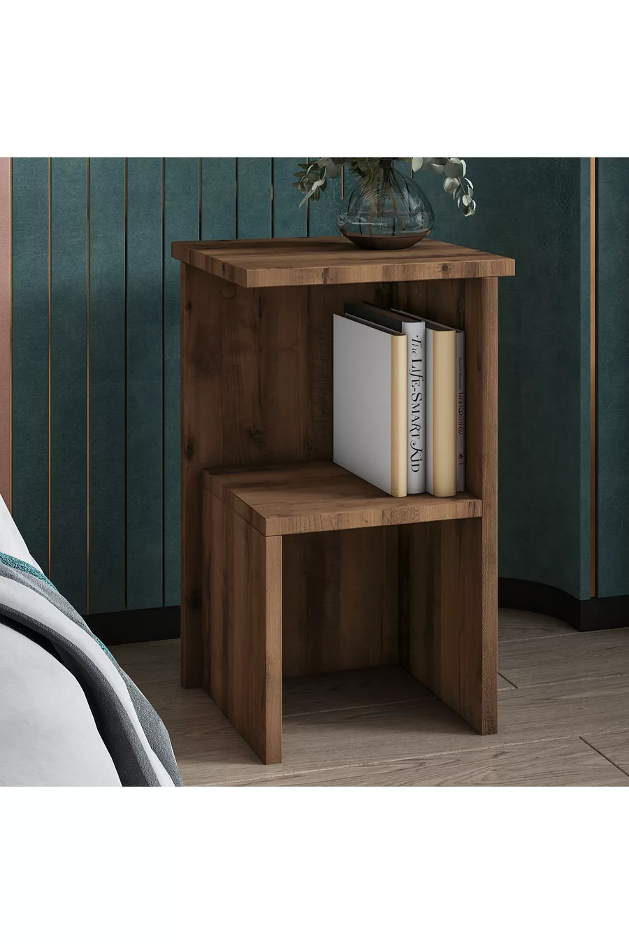 Roisin Modern Multipurpose Nightstand & Side Table Antique Walnut