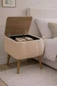 Lina Sandıklı Nightstand, Modern Nightstand with Teddy Fabric Upholstery and Wooden Legs