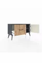 Commode Arges avec une étagère, un tiroir et une porte, Anthracite-Pierre de Lune/Pin