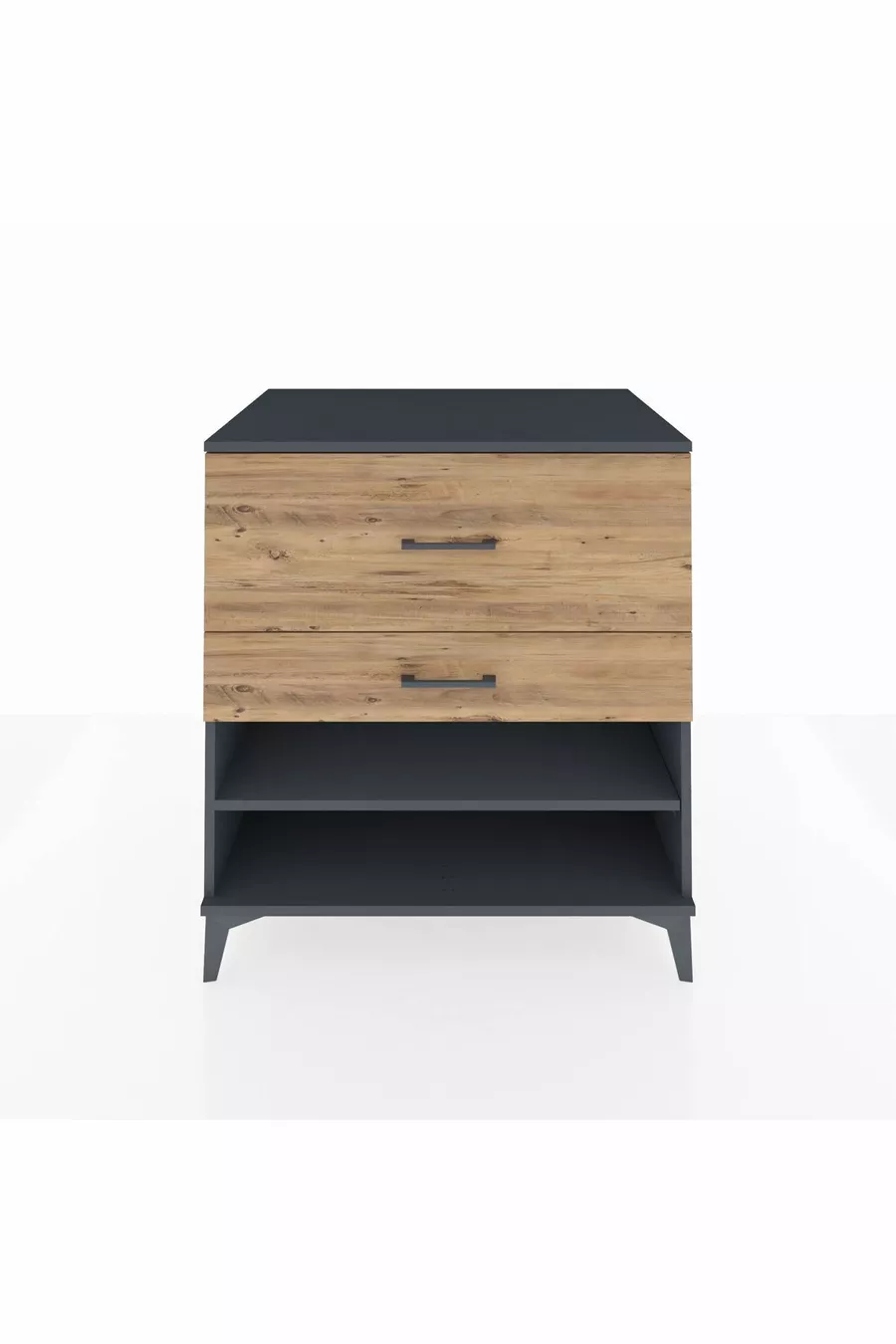 Commode Kronos à une étagère et deux tiroirs Anthracite-Pin