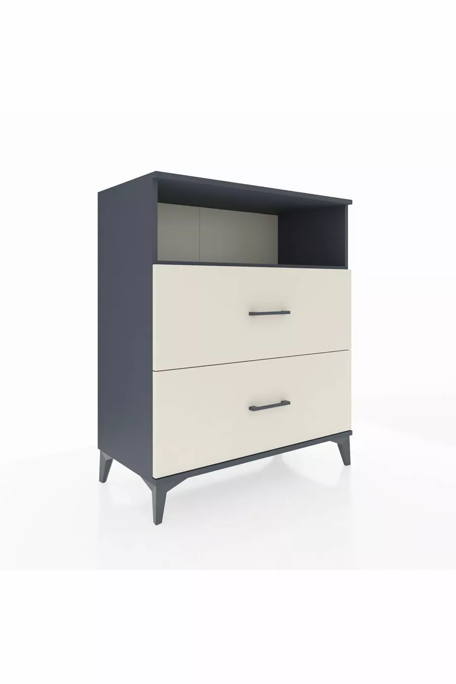 Commode Hyperion à une étagère et 2 tiroirs Anthracite-Pierre de Lune