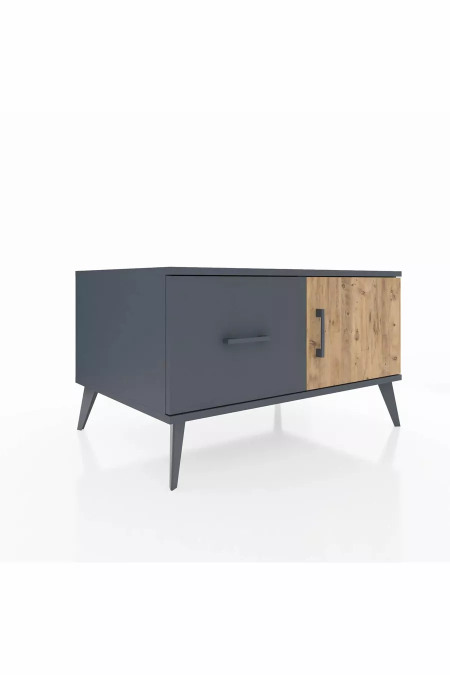 Commode Kronos avec une étagère, un tiroir et une porte, Anthracite-Sapin/Anthracite