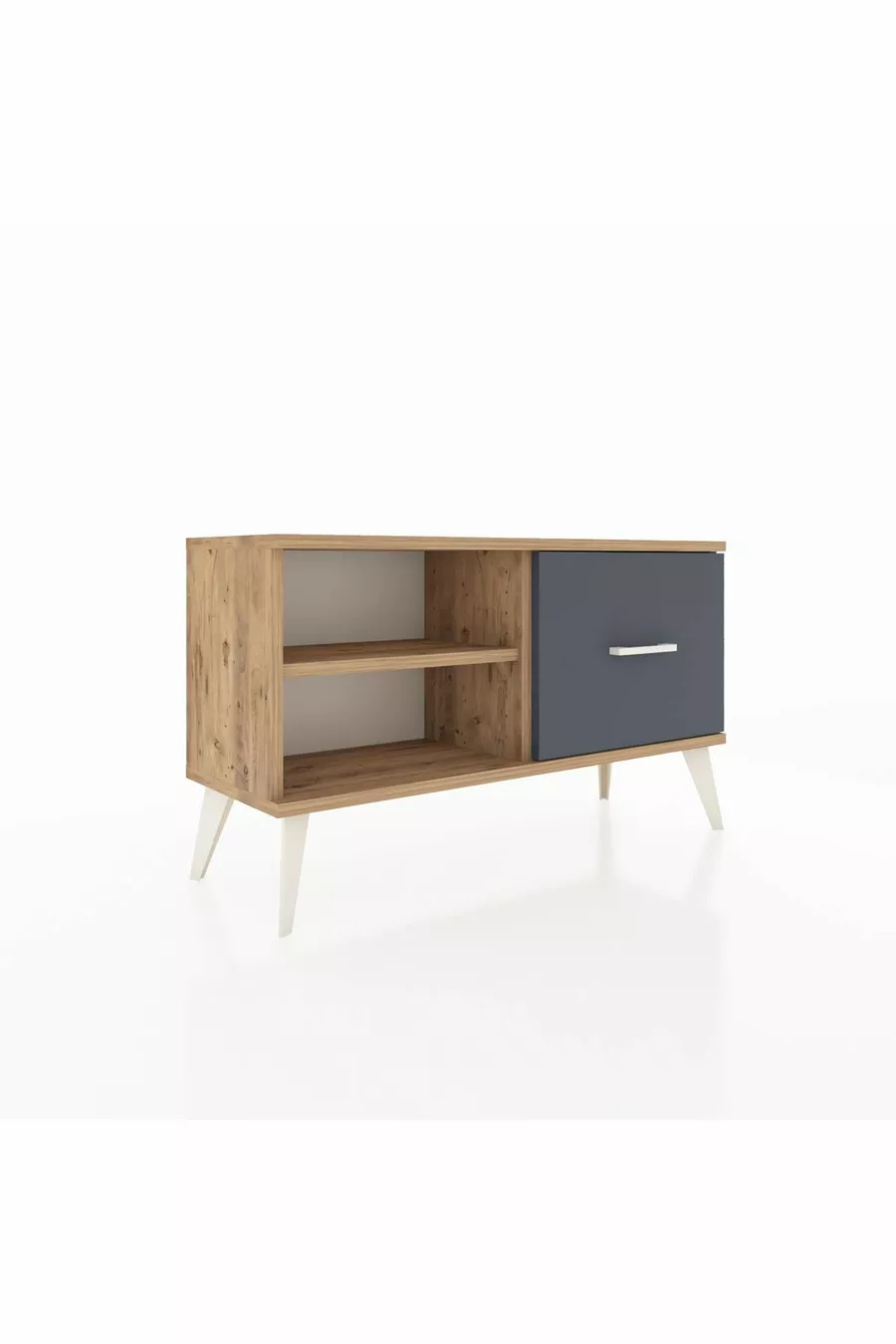 Commode Arges à une étagère et un tiroir en pin-pin/anthracite