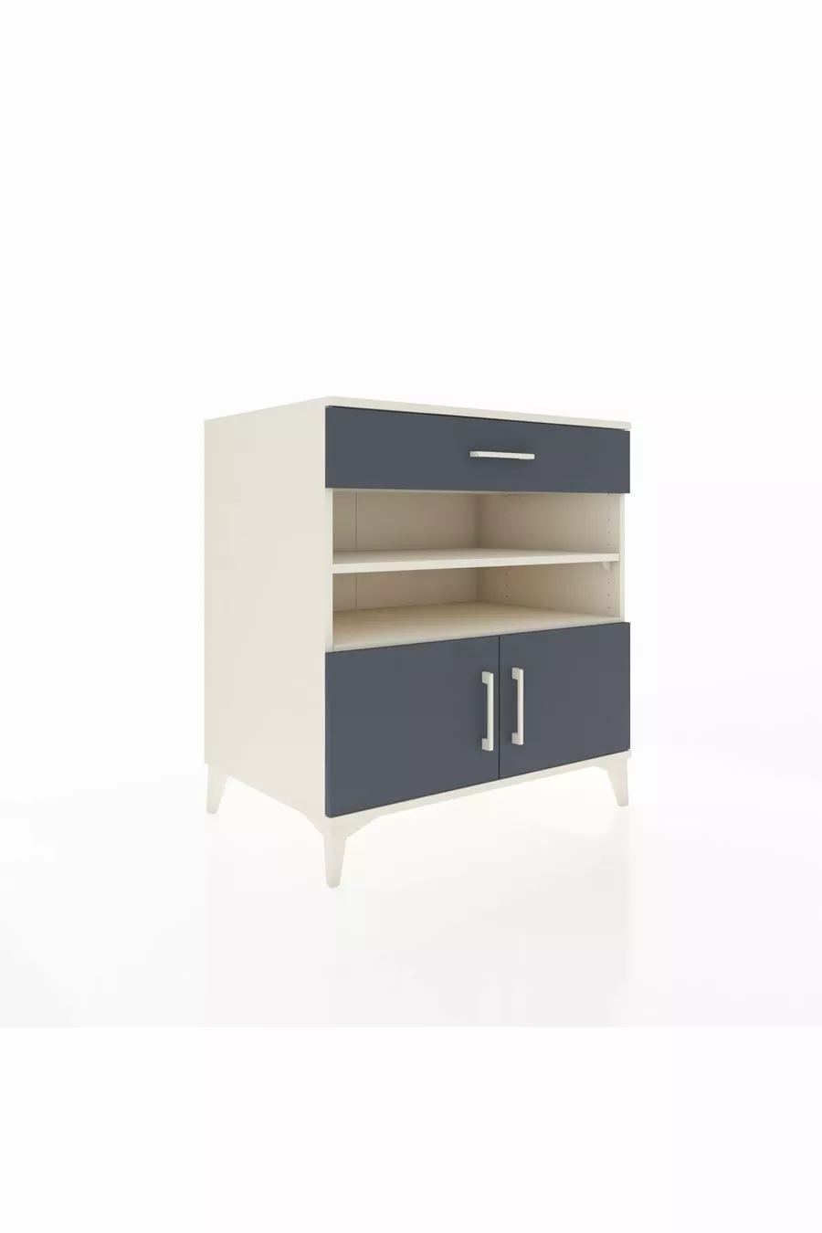 Commode Kronos avec 3 étagères, 1 tiroir et 2 portes, Pierre de Lune-Anthracite