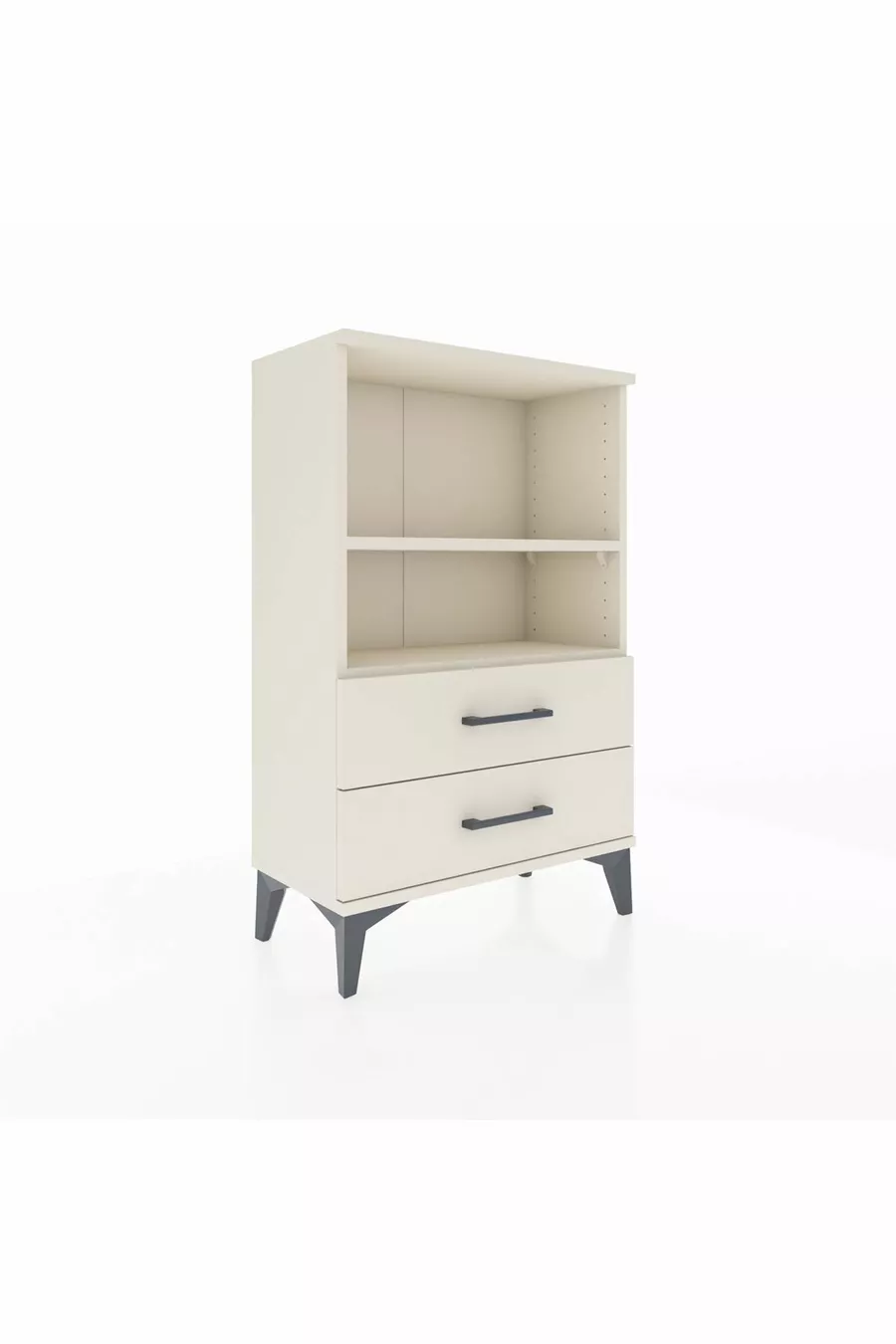 Table de chevet Arges avec 2 étagères et 2 tiroirs, couleur quartz