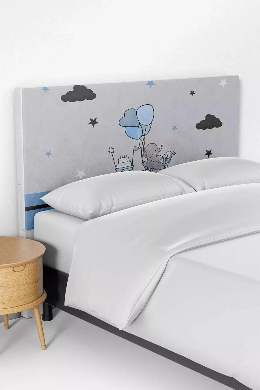 Copri testata del letto per bambini con motivo elefante blu